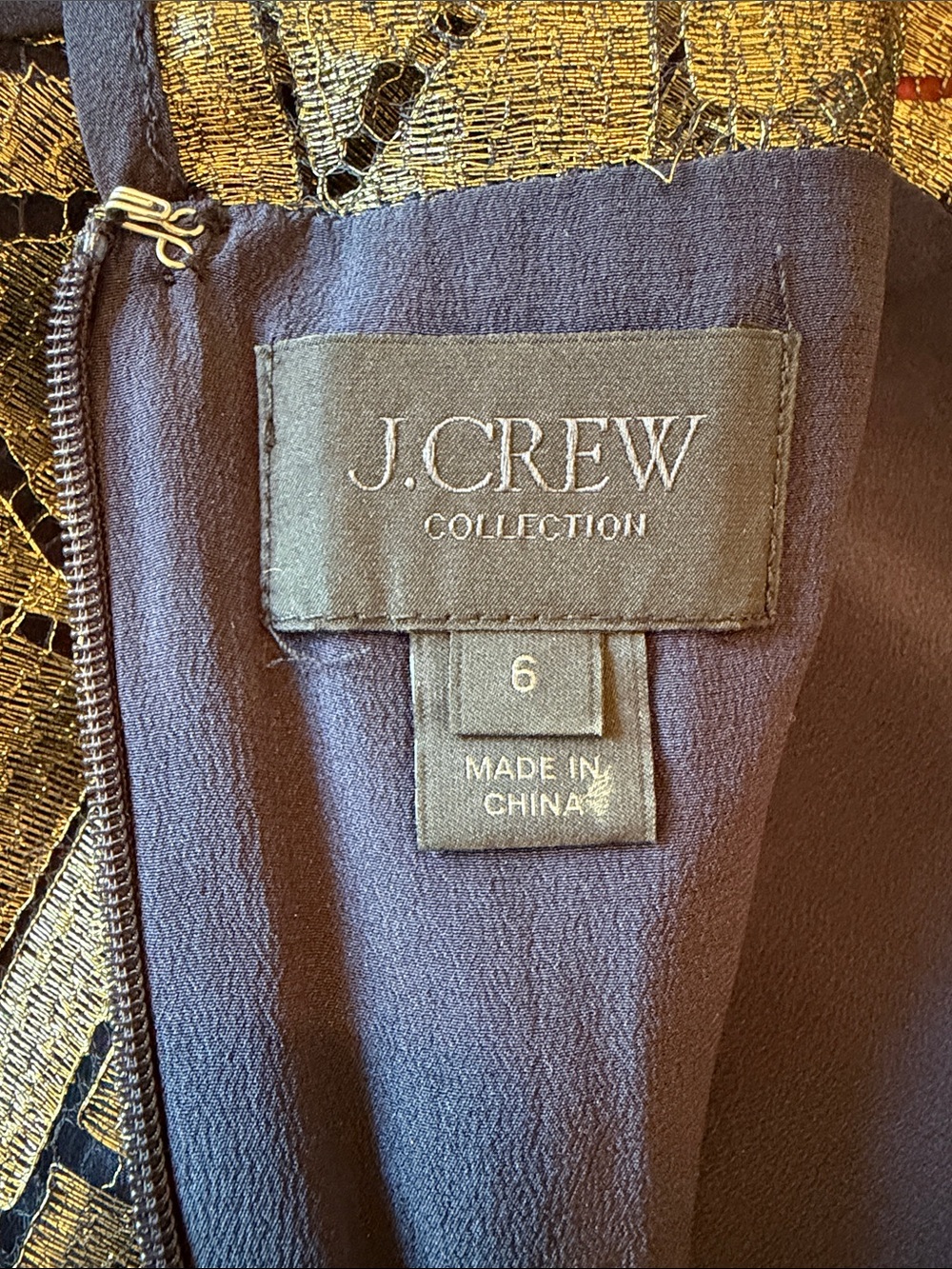J. CREW COLLECTION Deco Shirt in Metallic French Lace (Gold & Navy) - Picture 7 of 9